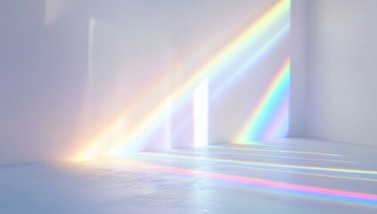 Wall Mural - white background with a rainbow prism effect, creating an ethereal and dreamy atmosphere.