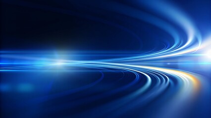 Poster - Dark abstract background with glowing wave. Shiny moving lines design element. Modern purple blue gradient flowing wave lines. Blue yellow color, futuristic backdrop digital stream light flow