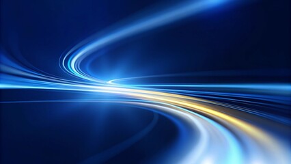 Poster - Dark abstract background with glowing wave. Shiny moving lines design element. Modern purple blue gradient flowing wave lines. Blue yellow color, futuristic backdrop digital stream light flow