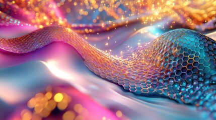 Fototapete - Striking and Dynamic Scene with Bold Cyan and Magenta Swirls and Sparkling Lights