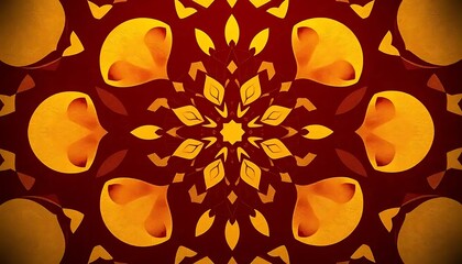 Poster - Abstract Kaleidoscope Pattern in Orange and Red Hues