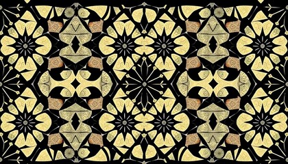 Poster - Abstract Geometric Pattern In Gold And Black Hues