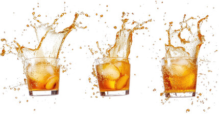 Poster - Peach Iced Teas Splash in Refreshing Summer Moment Generative AI
