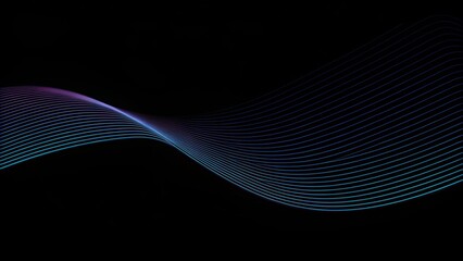 Abstract light lines wavy flowing dynamic in green colors isolated on black background, energy motion texture design futuristic wave pattern effect background digital swirl curve modern