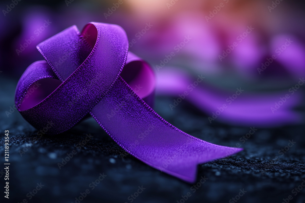 International Epilepsy Day. Purple ribbon on purple background ...