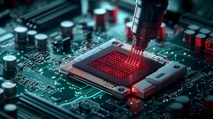 Poster - sophisticated assembly process where quantum computing enhances the production of advanced nanomedic