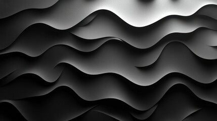 Poster - Abstract dark wave pattern with 3d ripple effect in black and gray tones