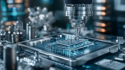 Poster - sophisticated assembly process where quantum computing enhances the production of advanced nanomedic
