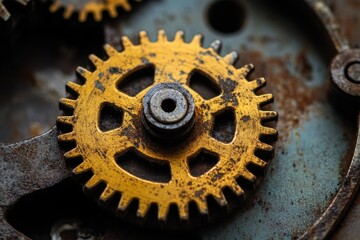 Poster - Close-up view of vintage gears showcasing intricate craftsmanship and aging details