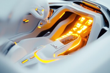 Poster - Close-up shot of a car's dashboard lit up at night