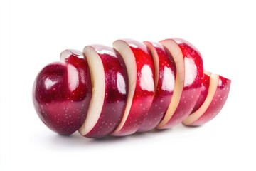 Aufkleber - A fresh red apple cut in half on a white background, great for food and health related concepts