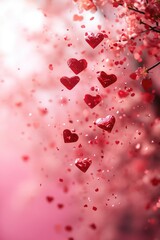 Poster - A romantic scene with hearts flying in the air, suitable for Valentine's Day or love-themed designs