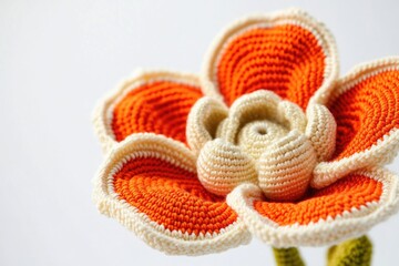 Poster - A handmade crocheted flower sits in a vase on a table, perfect for decorative use or as a symbol of creativity