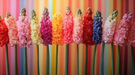 Poster - Colorful flowers adorn the front of a striped wall