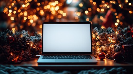 Poster - A laptop computer sitting on a table, ready for use