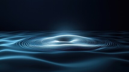 Poster - abstract glowing blue waves forming hypnotic patterns in dark space