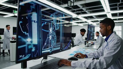 Leinwandbilder - Innovative workspace in a tech lab with engineers developing advanced robotics systems