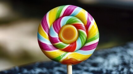 Poster - A sweet treat sitting on top of a wooden stick, perfect for parties or as a snack