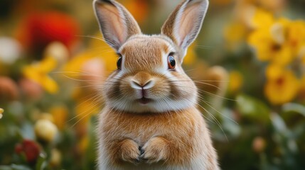 Aufkleber - A rabbit standing on its hind legs, a brown and white combination