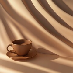 Poster - A cup of coffee on a saucer placed on a table, perfect for a morning pick-me-up or a social gathering
