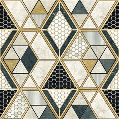 Wall Mural - Abstract Geometric Marble Tile Pattern Honeycomb Triangle Design for Modern Interior Decor