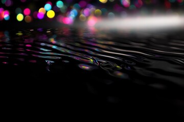 Poster - A blurry image of a black surface with vibrant lights shining through from behind, perfect for representing abstract concepts or futuristic scenes