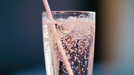 Poster - A clear glass filled with water and a white straw stuck in it, ready for drinking