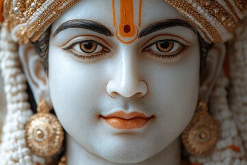 Poster - A detailed view of a female statue, great for use in art or architecture contexts