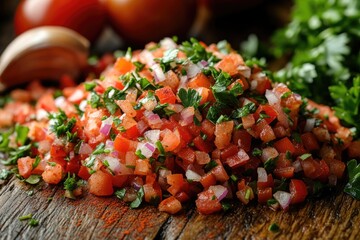 Aufkleber - Fresh vegetables prepared for cooking on a rustic wood surface