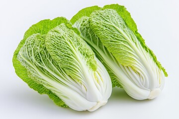 Poster - Two fresh lettuce leaves on a white background