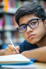 Poster - A person studies or takes notes with pen and paper
