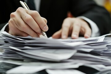 Aufkleber - A person in a suit sitting at a desk or table, writing notes on a piece of paper