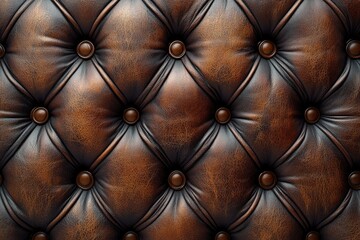 Poster - A close-up shot of brown leather upholstery, perfect for showcasing details or adding texture to designs