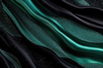 Poster - A detailed view of intertwined green and black fabric threads