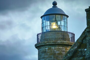 Poster - A beacon of hope and guidance at night, suitable for use in illustrations about safety or navigation
