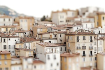 Poster - Urban landscape with tall buildings and a prominent clock tower, suitable for use in backgrounds or designs about urban life, architecture, or time-related themes