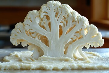 Poster - Fresh cauliflower sitting on a table, great for food photography or as a prop