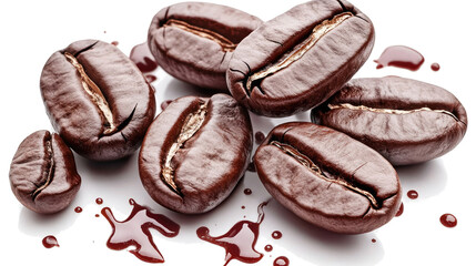 Poster - Roasted Coffee Beans on Clear Background Generative AI
