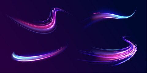Poster - light trail wave, fire path trace line, car lights, optic fiber and incandescence curve twirl. big d