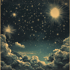 Wall Mural - illustration set of moon phases. different stages of moonlight activity in vintage engraving style. 