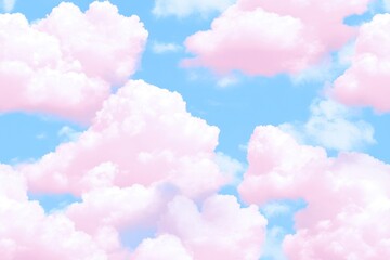 Poster - A plane soaring through the clouds, a sunny day with blue sky