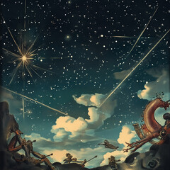 Wall Mural - illustration set of moon phases. different stages of moonlight activity in vintage engraving style. 