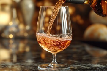 Poster - A glass of wine being poured into a wine glass, perfect for a dinner party or romantic evening