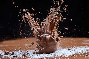 Poster - A cup of rich chocolate topped with powdered sweetener