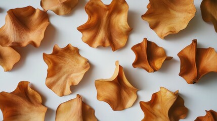 Poster - Stylized decorative bowl shapes in warm tones arranged on a white background for artistic presentation and design inspiration.