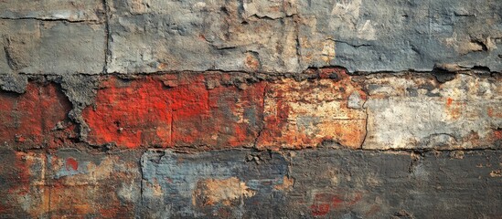 Poster - Weathered brick wall close up showcasing rich textures and colors perfect for backgrounds in various design applications
