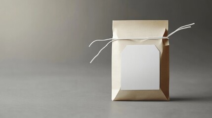 Poster - Tea bag with blank label on a minimalist background for customizable branding and packaging design concepts