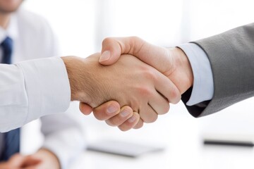 Poster - A close-up shot of two individuals extending their hands to shake, symbolizing agreement or partnership