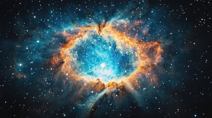 Poster - vivid and captivating cosmic scene of the grand nebula with vibrant colors and star formation elemen