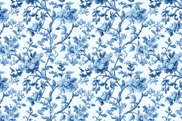 Poster - Floral Toile Tapestry Pattern. Vintage botanical wallpaper pattern. Background image. Created with Generative AI technology